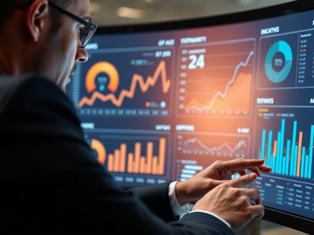 A realistic high resolution of a business professional analyzing data