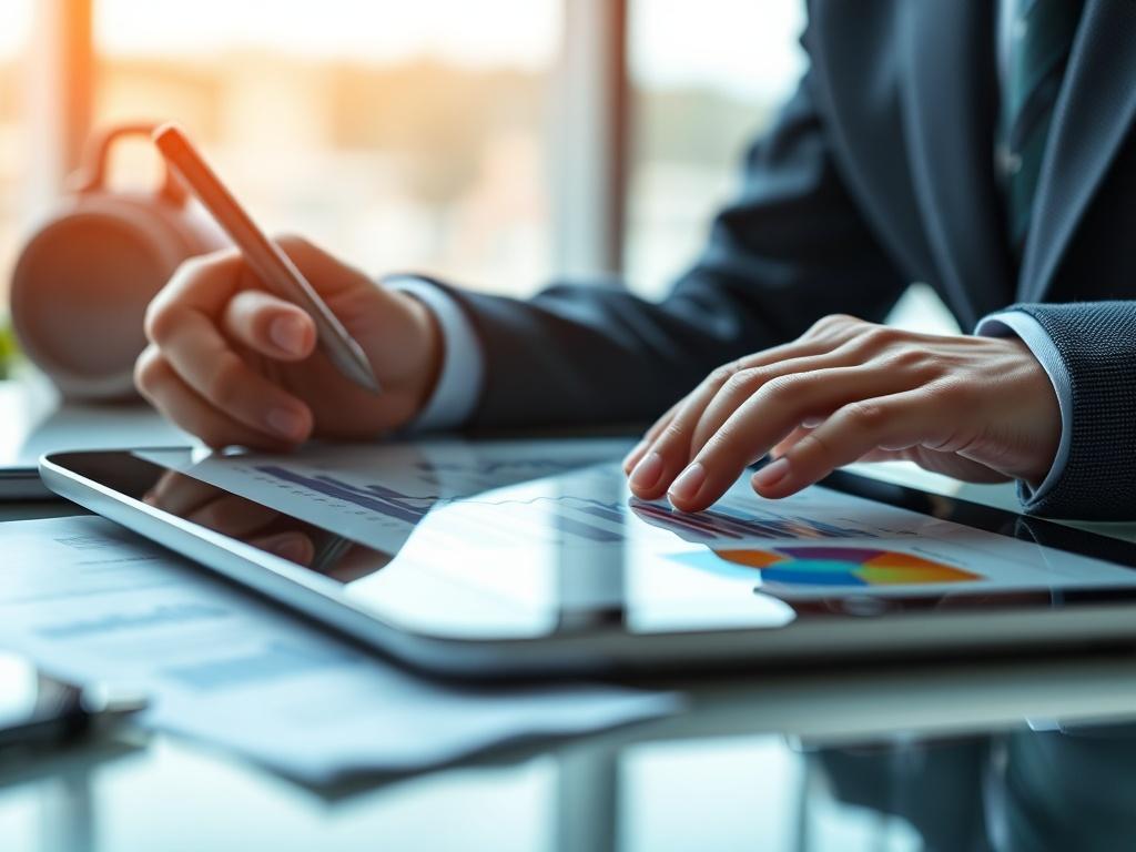 A realistic high resolution of business figures and statistics being