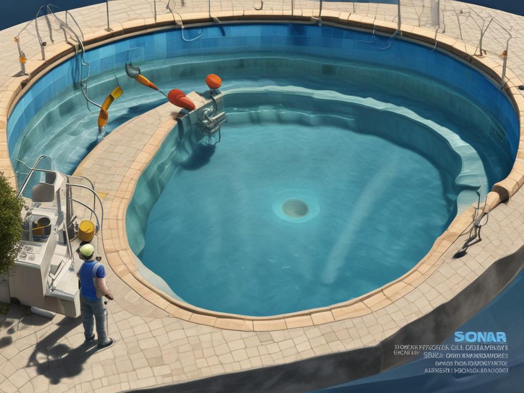 1. Sonar technology
2. Pool leak detection
3. Underwater analysis
4. Sound waves
5. Repair tools
6. Swimming pool
7. Water splashes
8. Acoustic waves
9. High-tech equipment
10. Professional serviceman
11. Clear blue water
12. Leak identification
13. Pool maintenance
14. Innovative solutions
15. Diagnostic process
