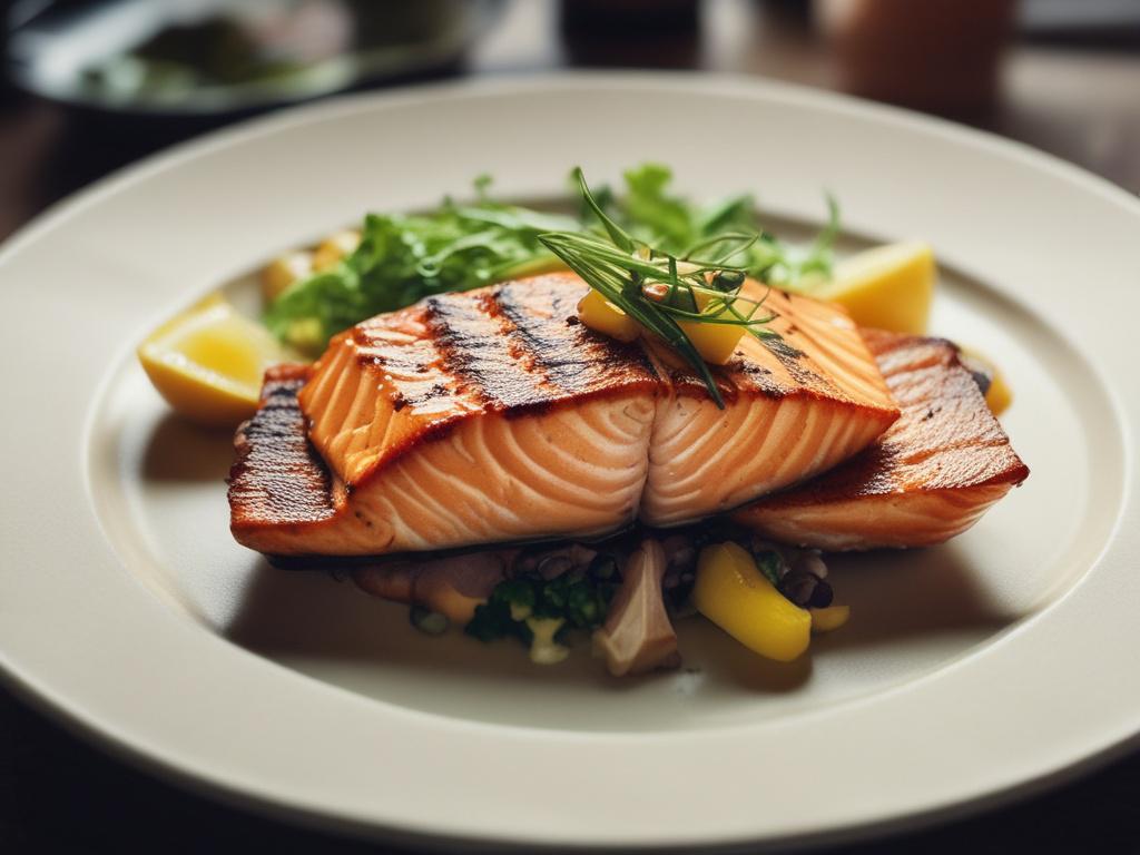 grilled salmon, seafood, gourmet dish, Flora Terrace Restaurant KL