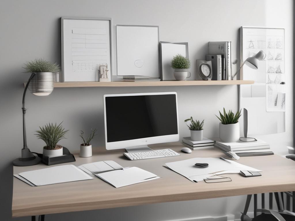An organized office space showcasing a neatly arranged desk with