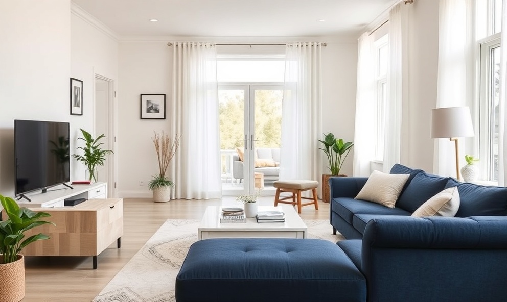 Clean residential living room