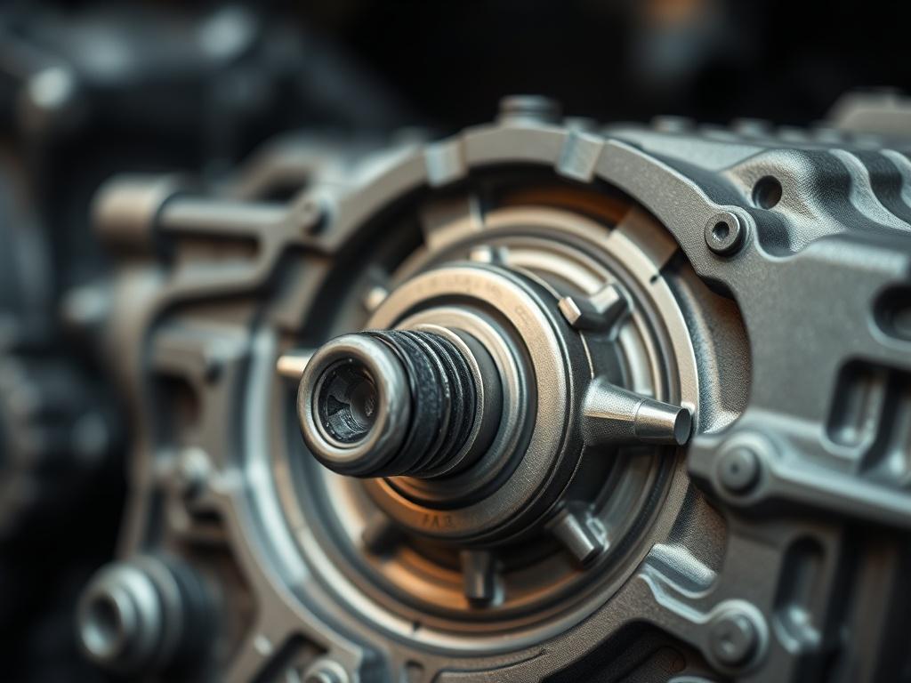 A hyper realistic close up shot of a manual transmission