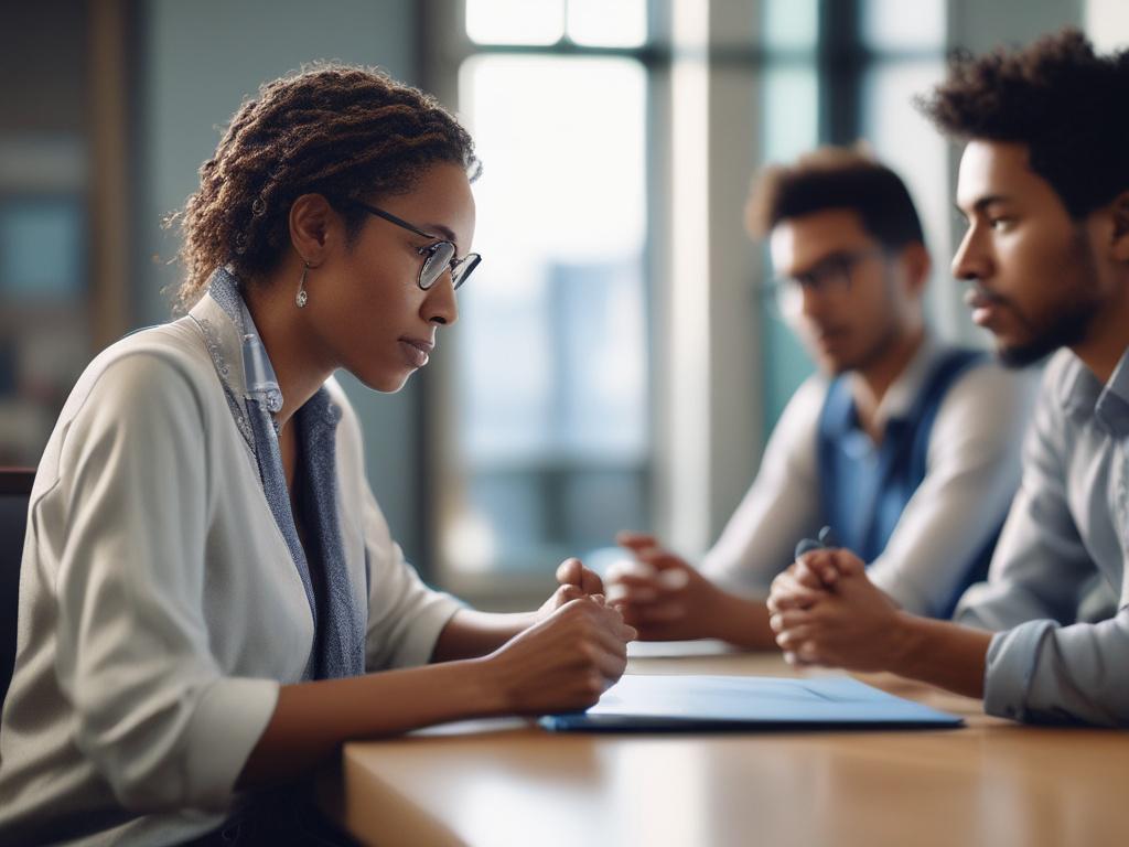 a close up shot of a diverse team discussing ethical