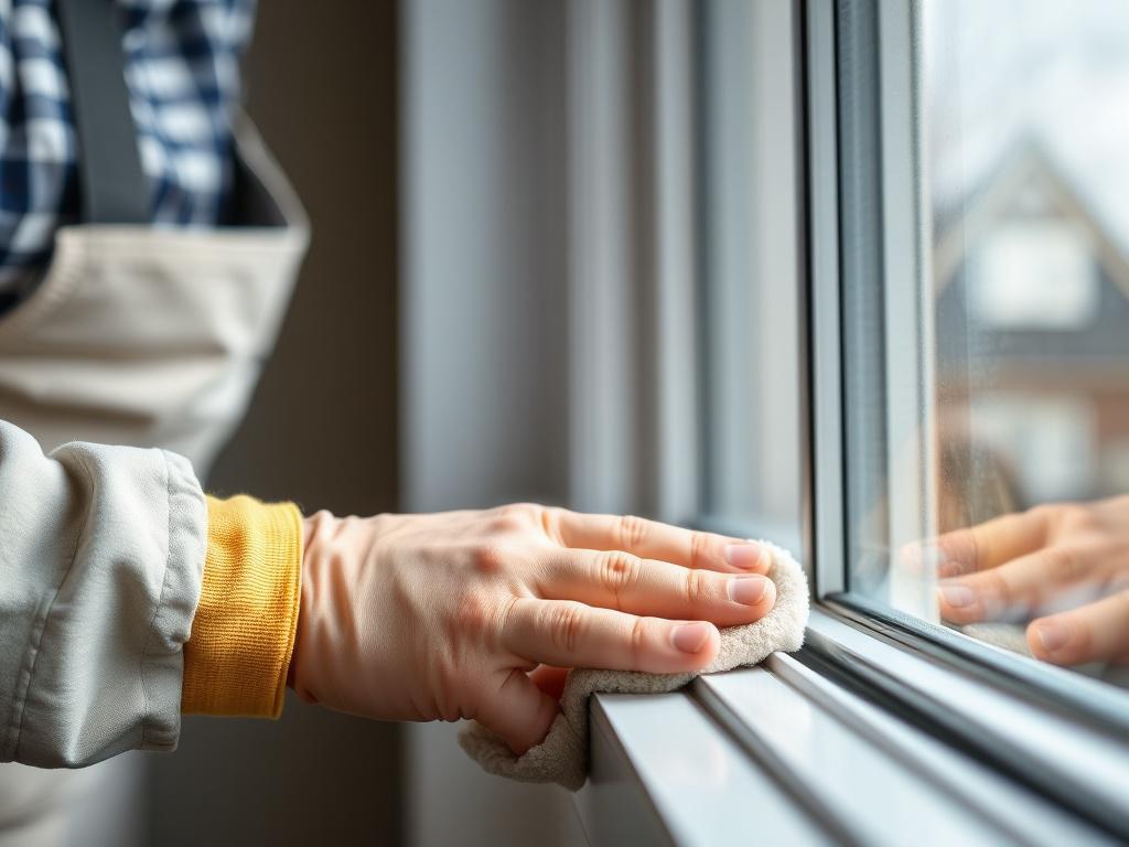 A close up shot of a professional cleaner meticulously cleaning