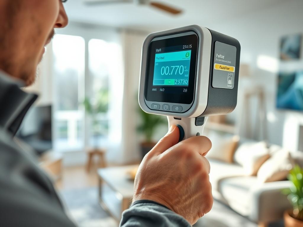 A close up shot of an air quality testing device