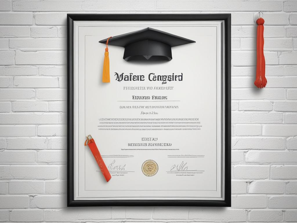 A realistic high resolution of a satirical diploma hanging on