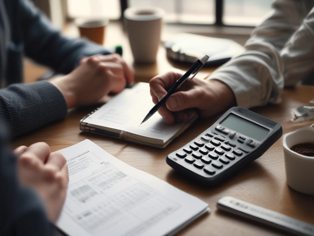 A close up shot of a person using a calculator