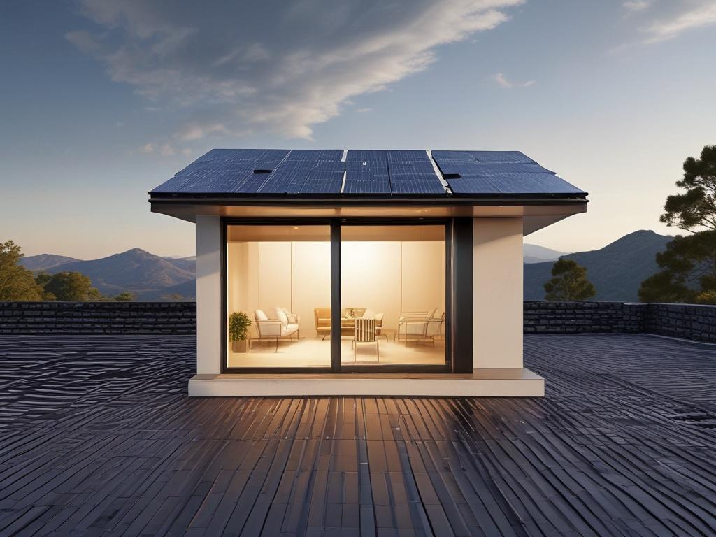 A clean, modern solar panel installation on a rooftop, showcasing