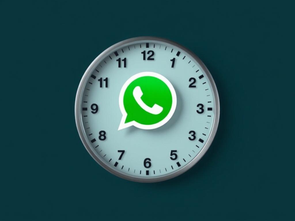 A high resolution image showcasing a clock with a WhatsApp