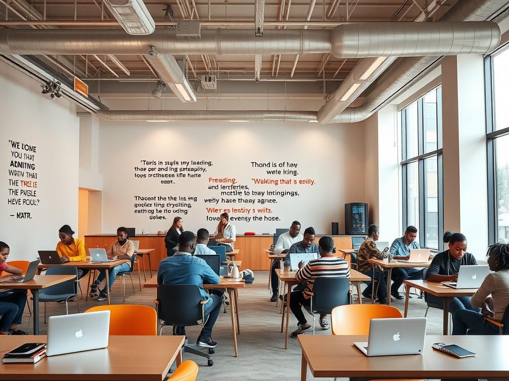 A photorealistic image of the Innovation Hub in Nairobi, showcasing