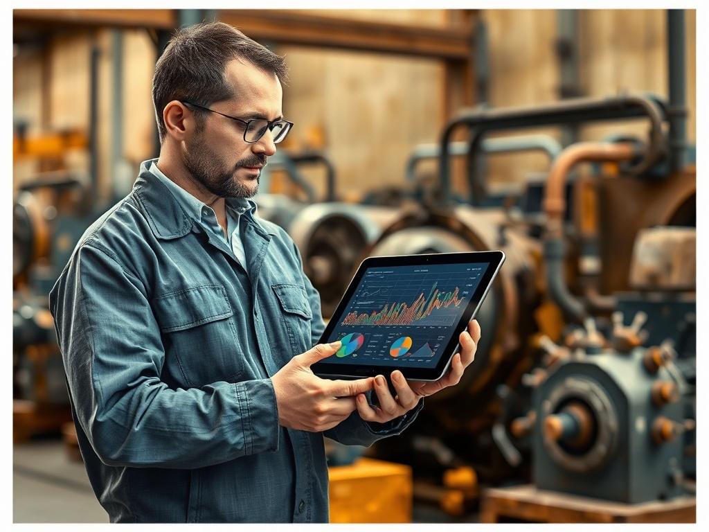 A realistic high resolution of a technician analyzing data on