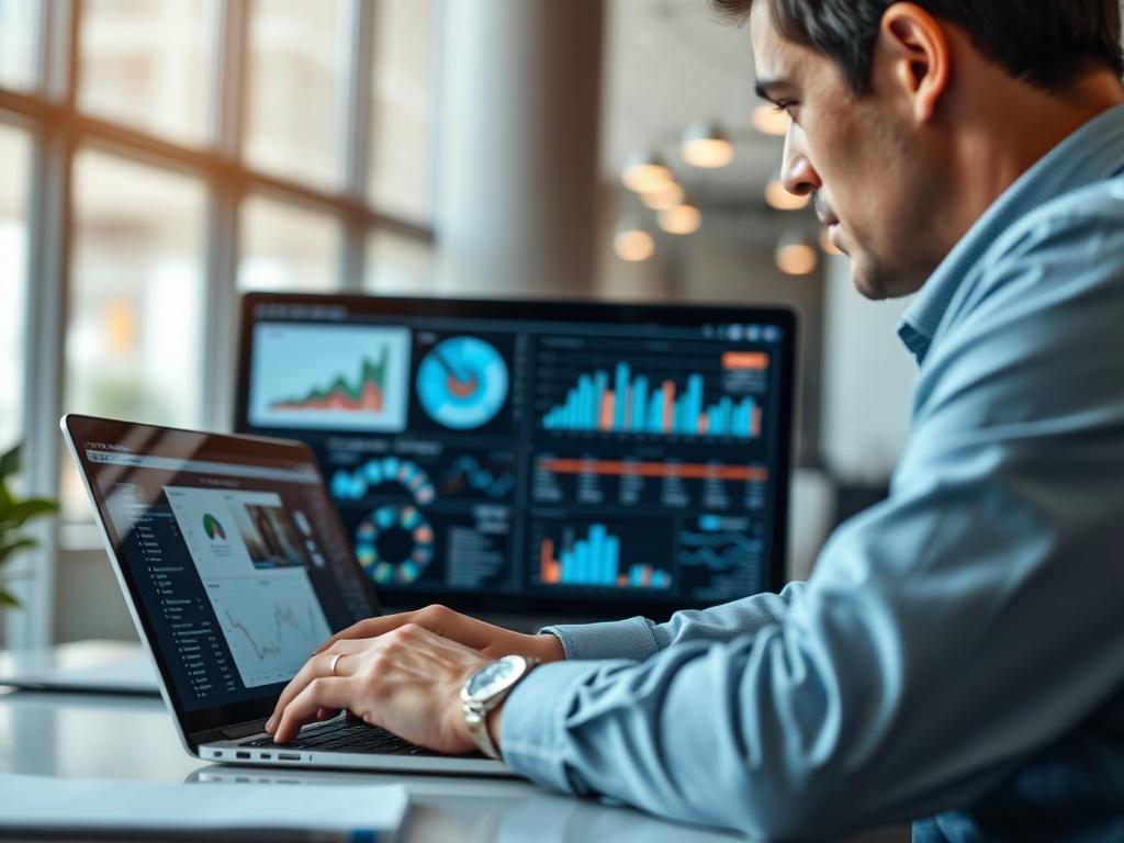 A close up shot of a consultant reviewing data on