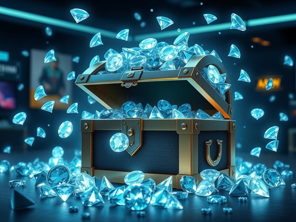 A striking image of a digital treasure chest overflowing with