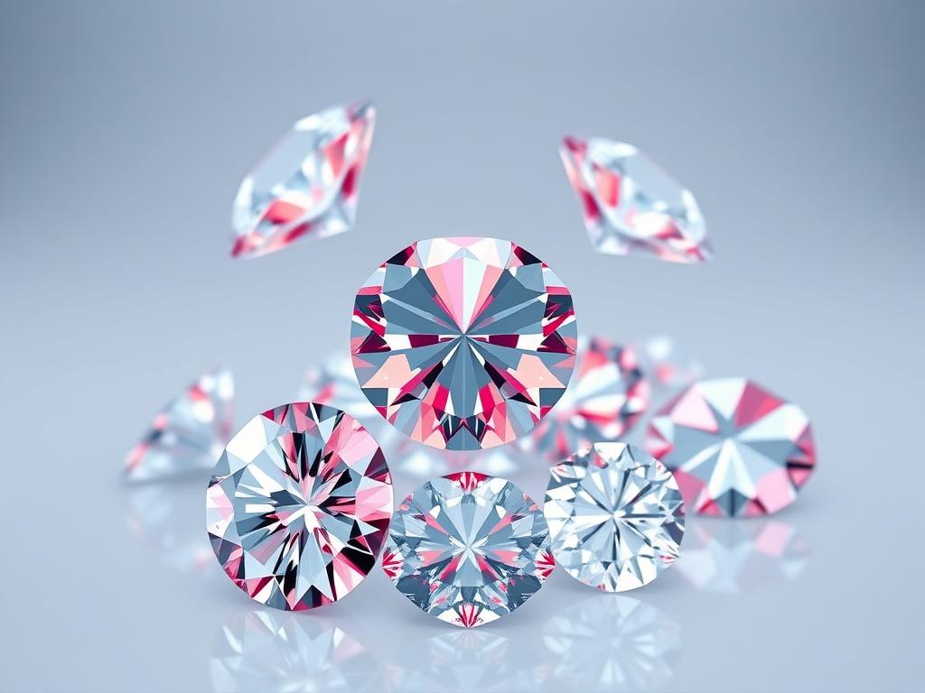 A realistic high-resolution photo of a digital representation of 5000 diamonds, showcasing their brilliance and value. The diamonds should be displayed prominently, with a focus on their rich colors and sparkle. The background should be clean and minimalistic to enhance the visual impact.