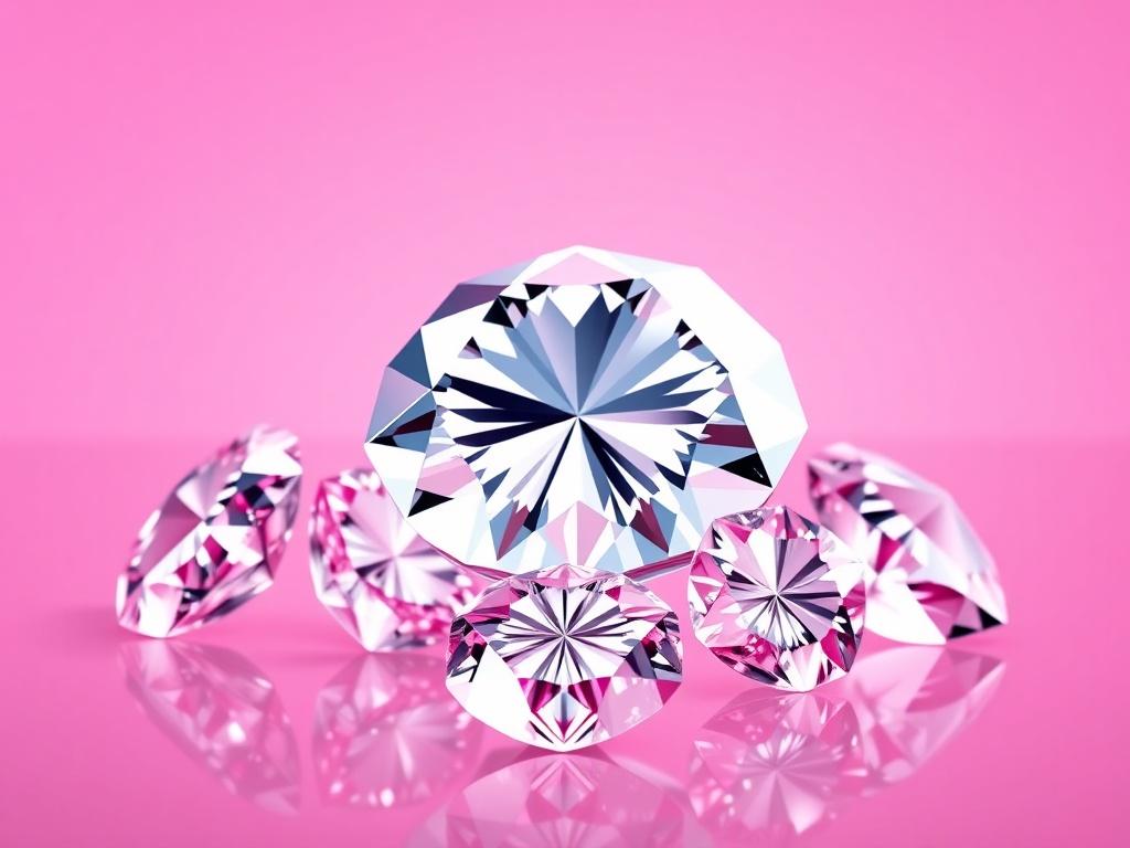 A realistic high-resolution photo of a digital representation of 500 diamonds, designed to look enticing and luxurious. The diamonds should be arranged artistically against a clean, modern background that highlights their sparkle. The colors should be vibrant and appealing.