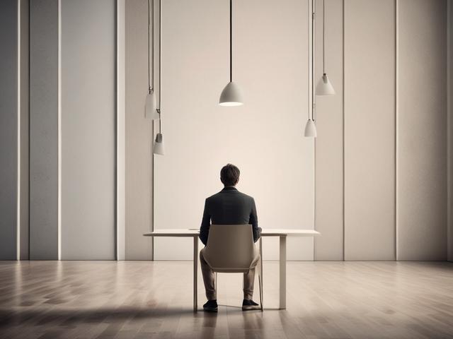 Create a realistic high-resolution photo that visually represents the theme "Investmentfonds vs. ETFs: Was passt besser zu Ihnen?". The composition should be simple and clear, featuring a single subject—a person sitting at a wooden desk, deeply focused on analyzing financial charts displayed on a laptop. The individual should be of a neutral ethnicity, reflecting a contemplative mood as they consider their investment options. 

In the background, there should be soft, natural lighting coming through a nearb