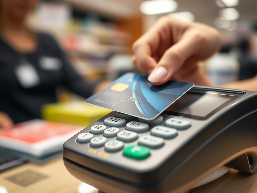 A close up shot of a debit card being inserted