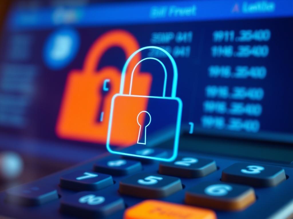 A close up of a digital security lock symbol overlaid