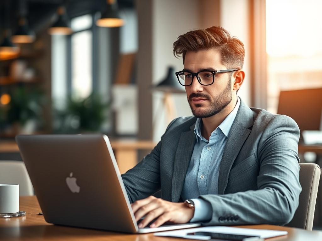 A hyper realistic image of a confident business consultant sitting