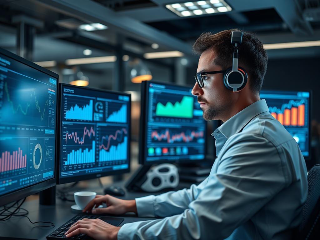 A digital marketing expert analyzing online campaign data on multiple