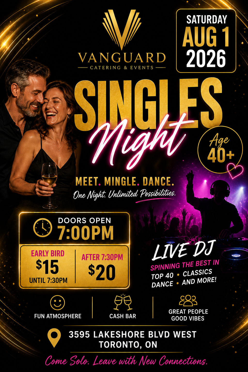 Singles Dance August 1 event poster