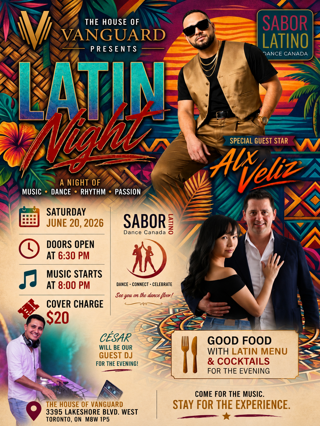 Latin Night with Alx Valiz event poster