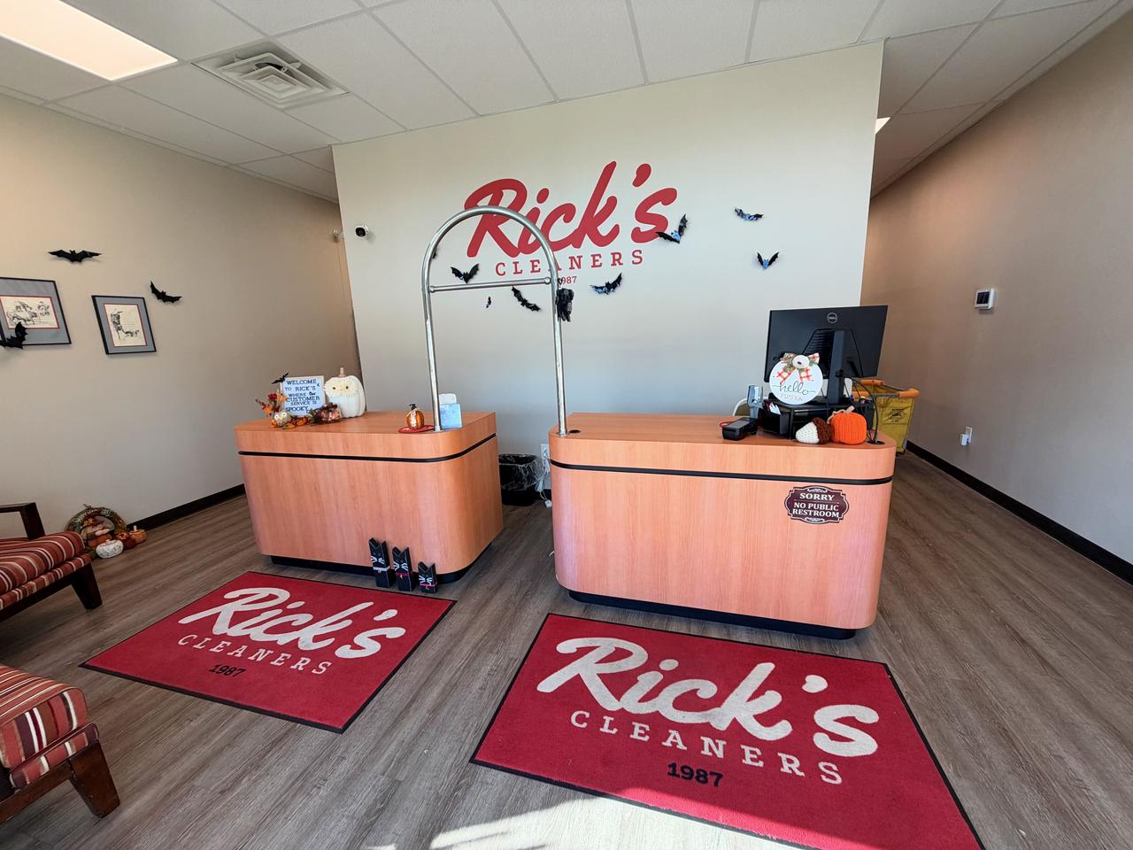 Inside the Rick's Cleaners Dripping Springs store front counter