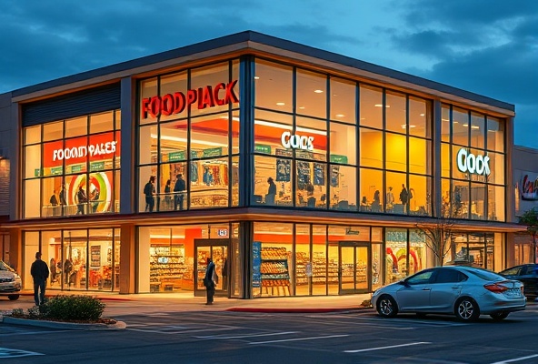 Ram Food Plaza & Market - Modern commercial food plaza with vibrant storefronts