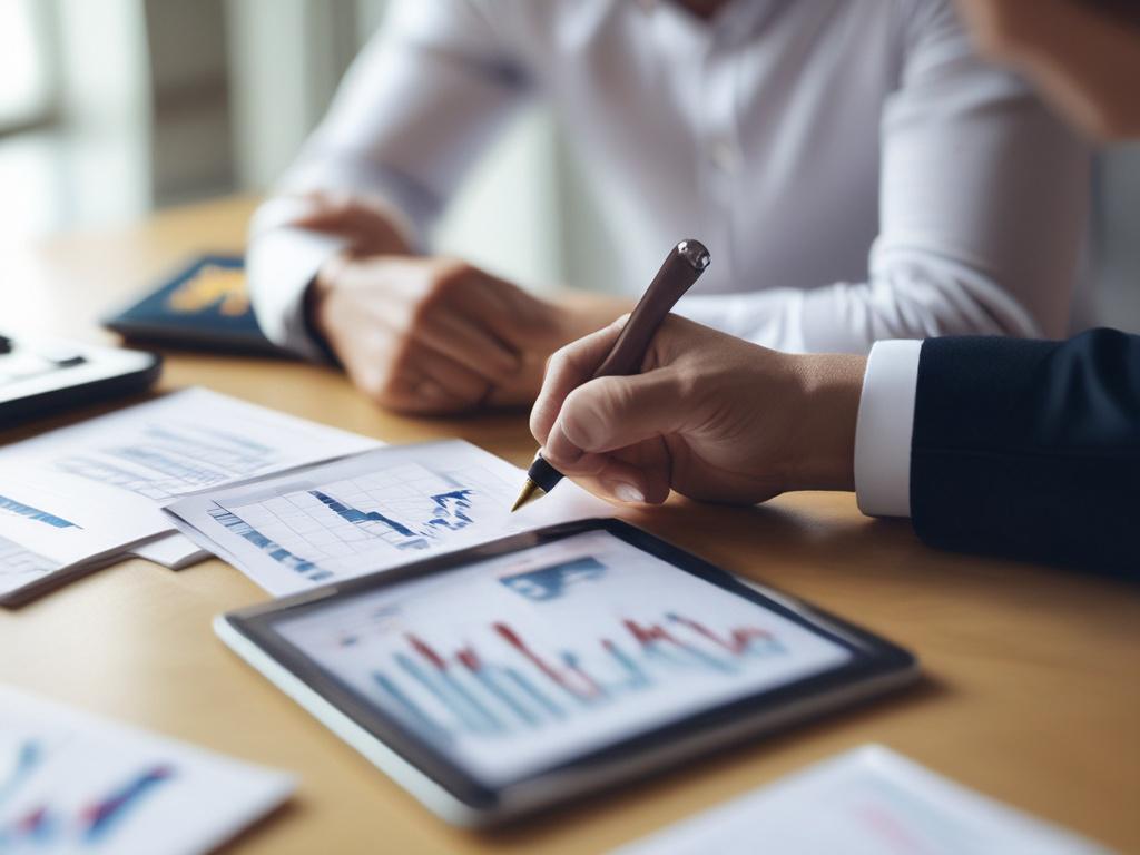 A close up shot of a financial consultant discussing investment
