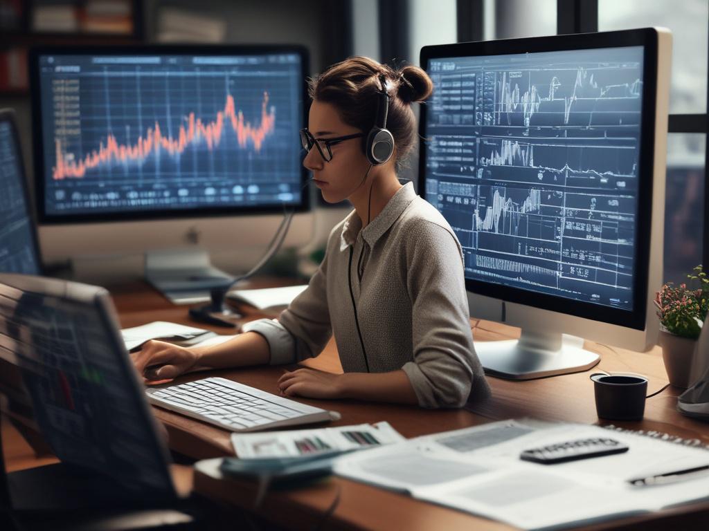 A realistic high resolution of a stock market analyst reviewing