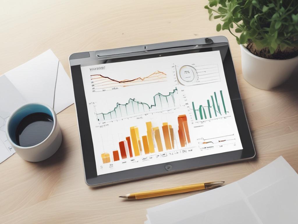 a minimalist investment strategy scene featuring a digital tablet displaying