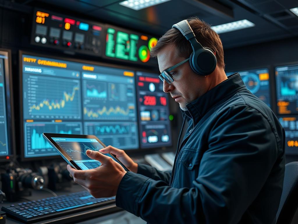 A hyper realistic close up of a person analyzing real