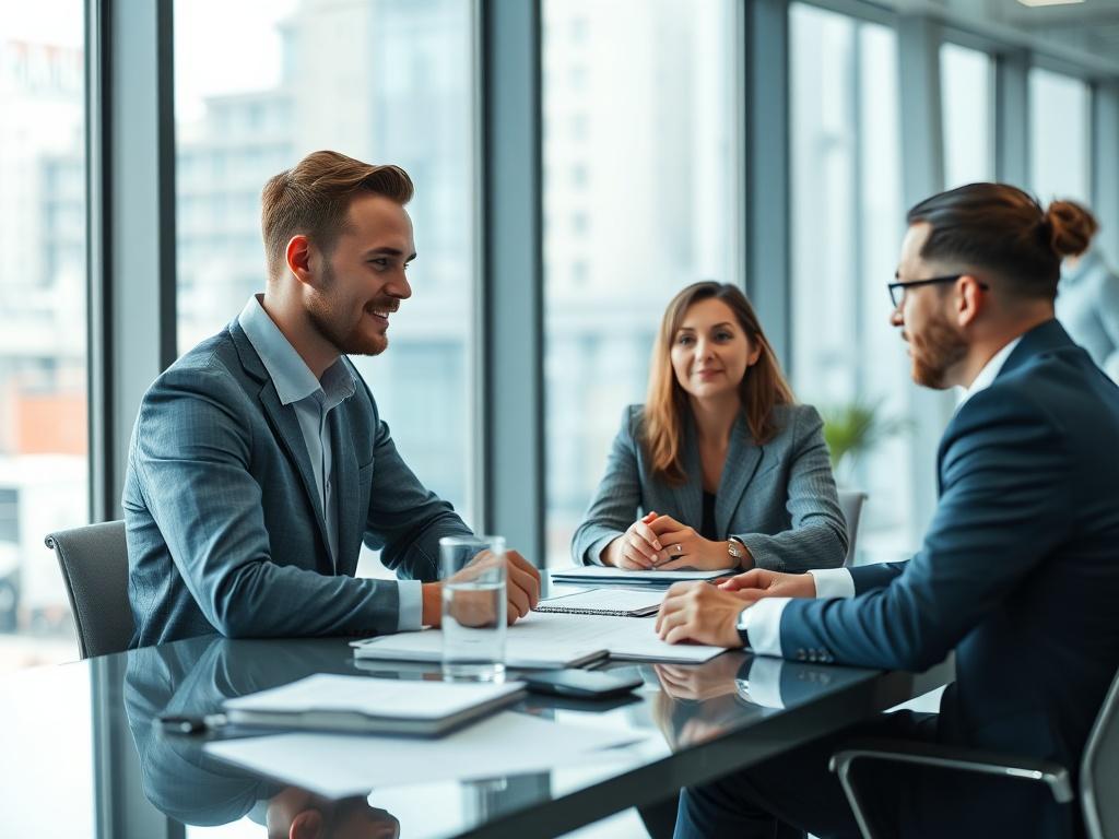 A close up of a team meeting in a modern
