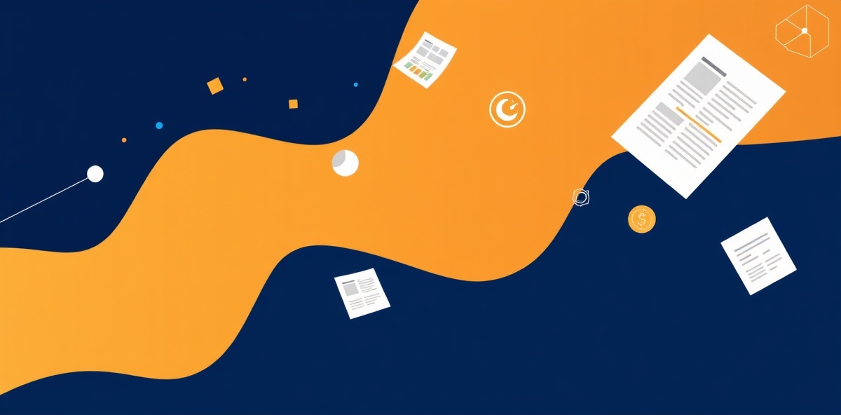 Professional consulting business background with documents and geometric shapes