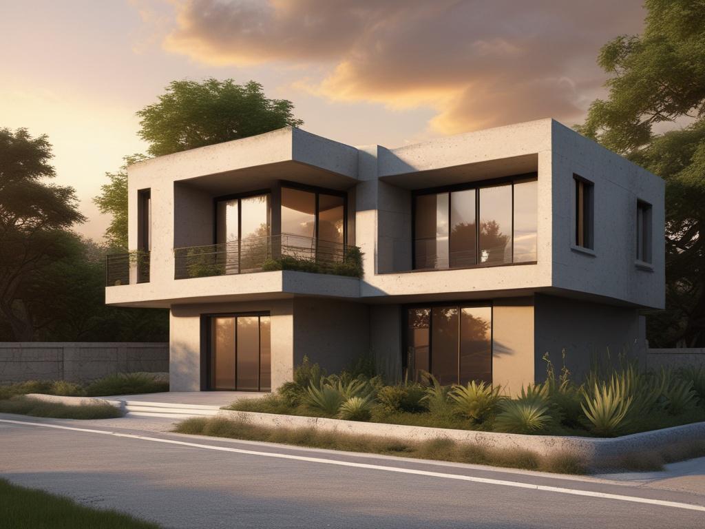 A realistic high resolution of a modern 3D concrete printed