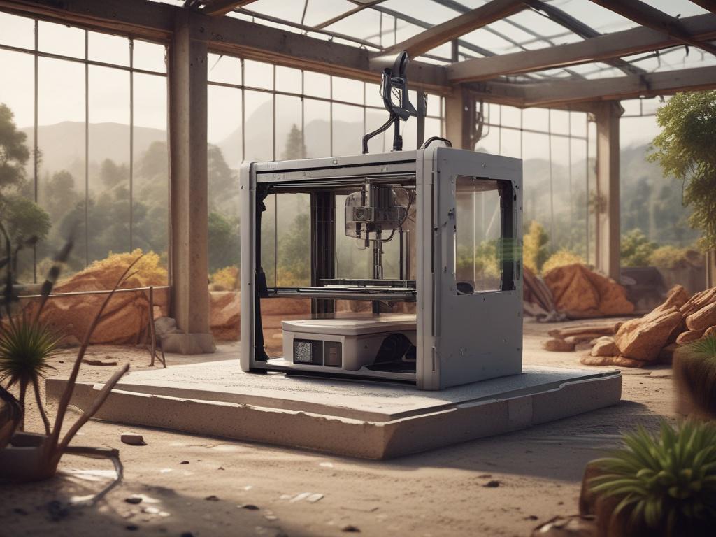 A striking scene of a large 3D printer in action,