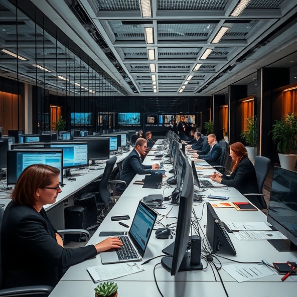 Professional investigators team working in modern office