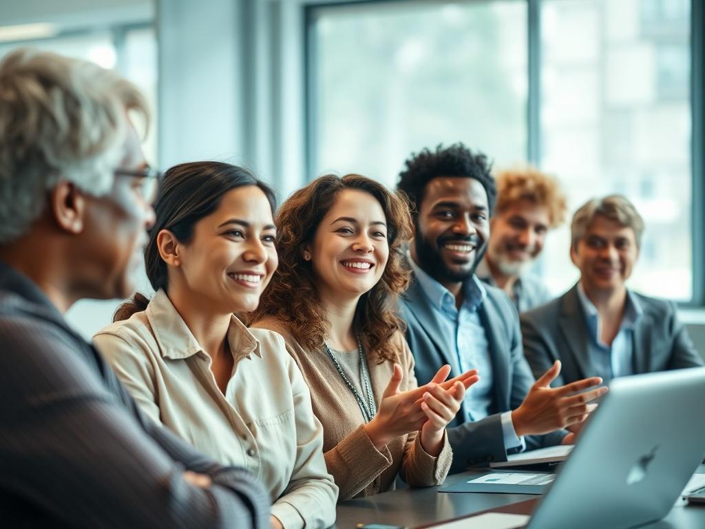 A close up shot of a diverse group of people