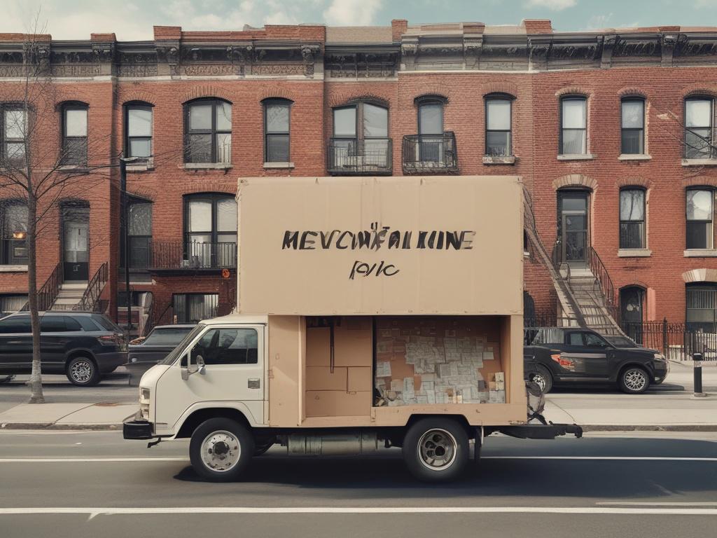 1  NYC skyline2  Moving truck3  Dollar bills4