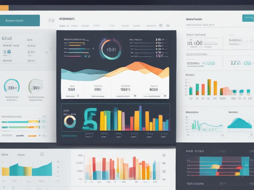A sleek, modern illustration of a Power BI dashboard, prominently featuring clear, colorful graphs and data visuals. The background should be minimalistic and in soft pastel colors, allowing the dashboard elements to stand out. The composition should focus solely on the dashboard as the main subject, showcasing clarity and simplicity in design.