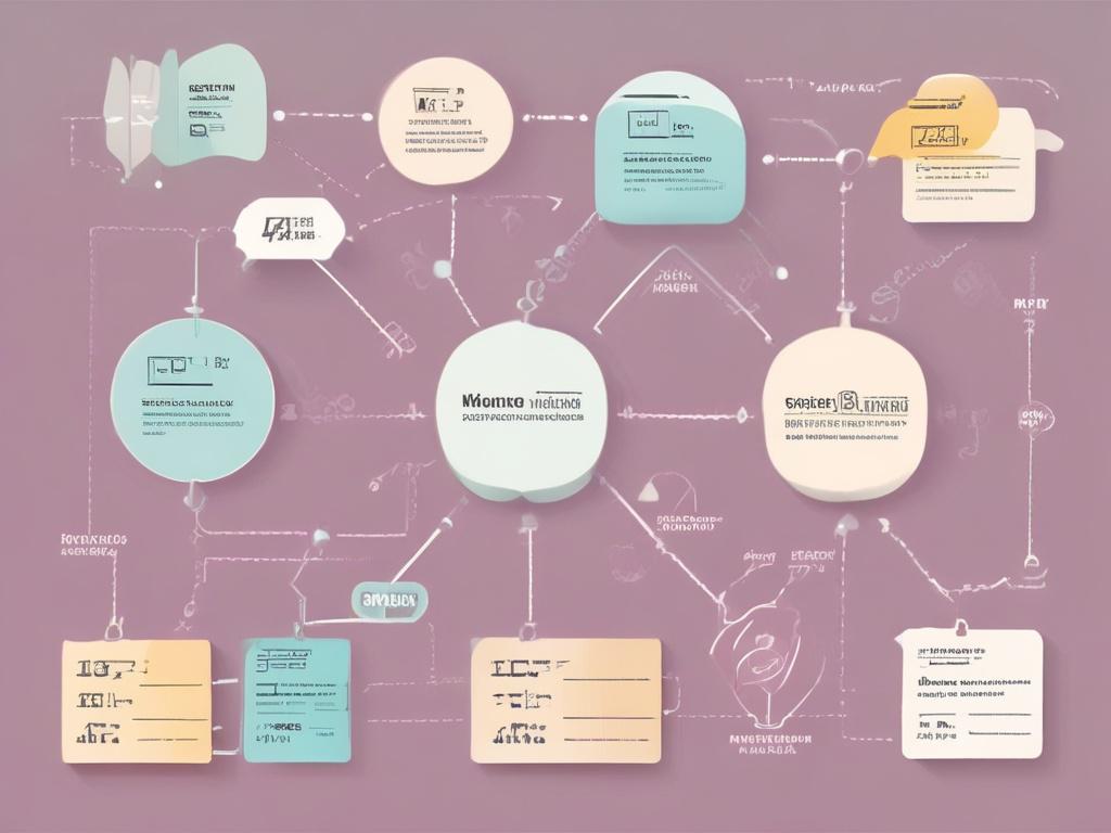 Create a high-quality illustration that depicts a simplified process. The composition should be minimalistic, featuring a single subject: a clear flowchart with labeled steps. The flowchart should be rendered in pastel colors, with a clean background of negative space. The steps should be visually distinct yet cohesive, emphasizing clarity and simplicity. Ensure the overall style is clean and appealing, compatible with the rgb(2, 86, 197) primary color.