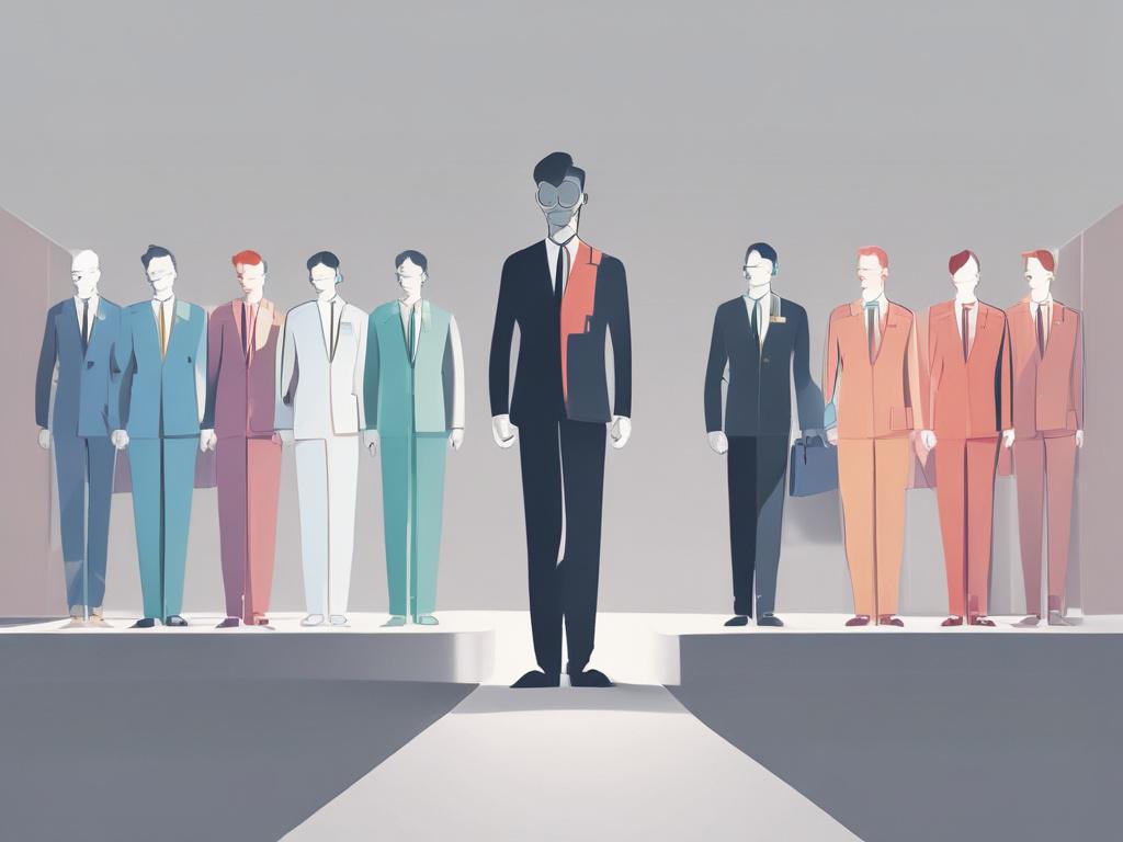 **AI Image Generation Prompt:**

Create a high-quality illustration that embodies the theme of "Leadership." The composition should be simple and clear, focusing on a single subject: a confident leader standing tall and composed. The leader should be depicted as an individual with a warm expression, showcasing inclusivity and approachability. They should be dressed in professional attire, symbolizing authority and competence.

The background should feature a minimalistic office space with subtle elements su