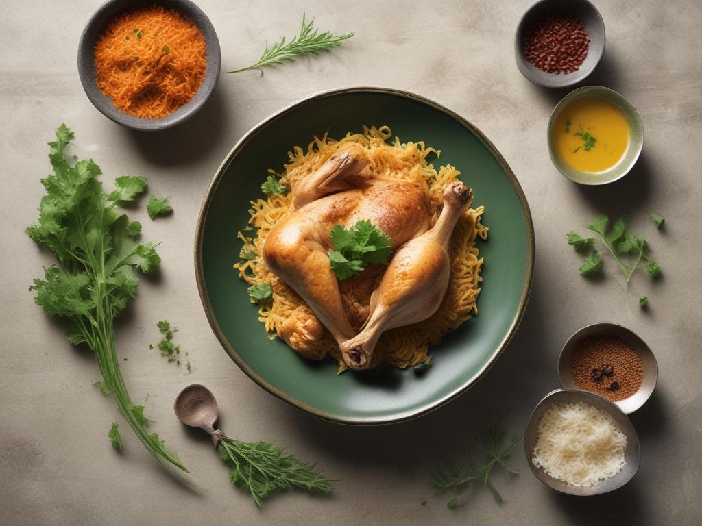 herbed biryani, chicken, fresh herbs, culinary creativity