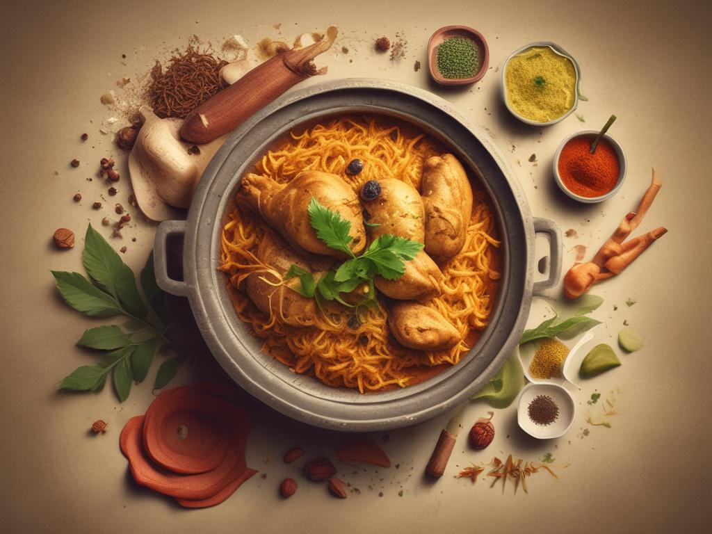 spicy biryani, chicken, Indian spices, flavor explosion
