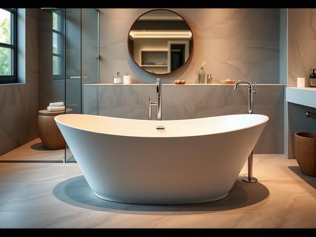 A beautifully remodeled bathroom showcasing modern design elements, featuring a