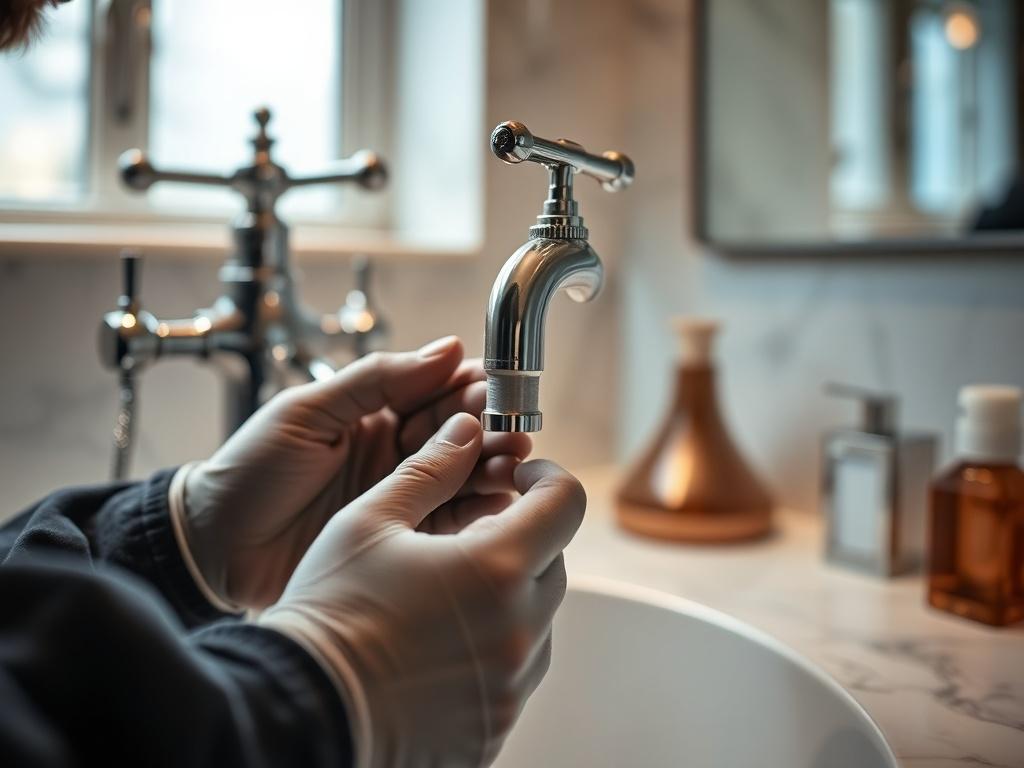 A close up of a skilled technician repairing a faucet