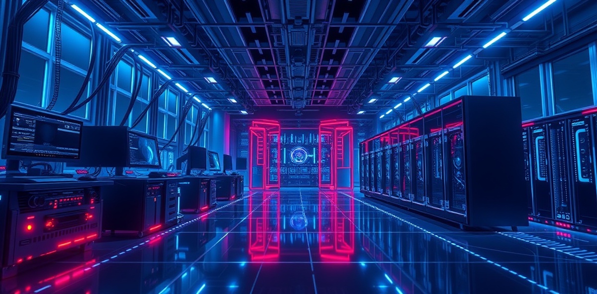 Quantum computing laboratory with advanced quantum processors and technological innovation