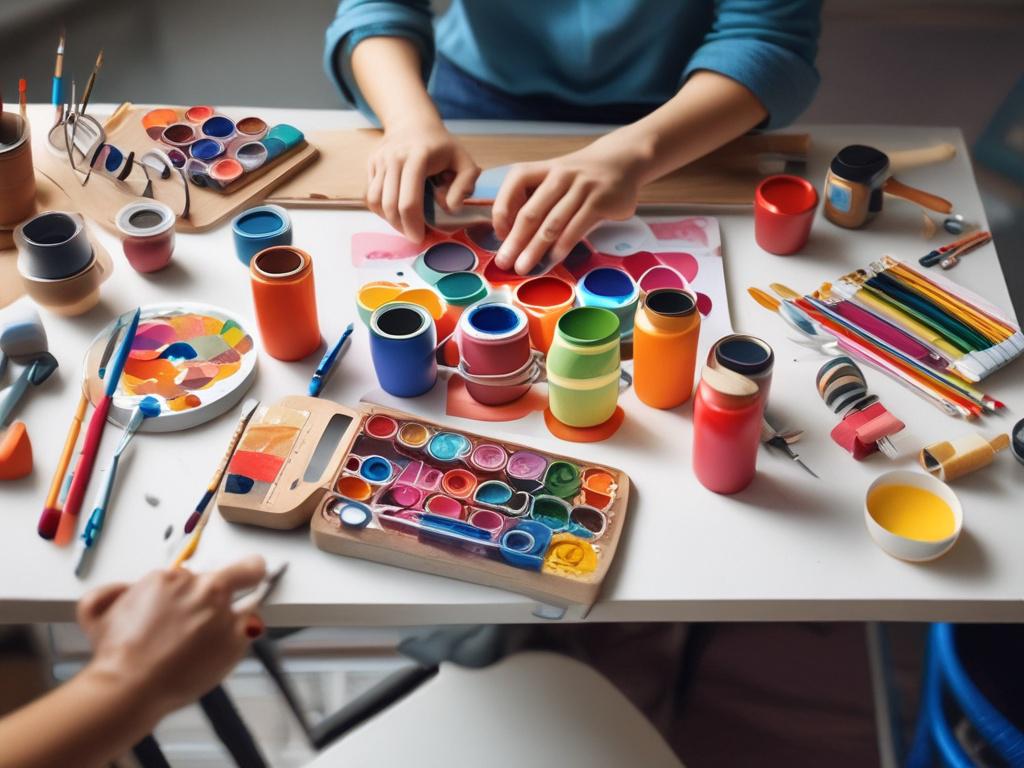 a vibrant, photorealistic workshop scene with diverse individuals engaged in