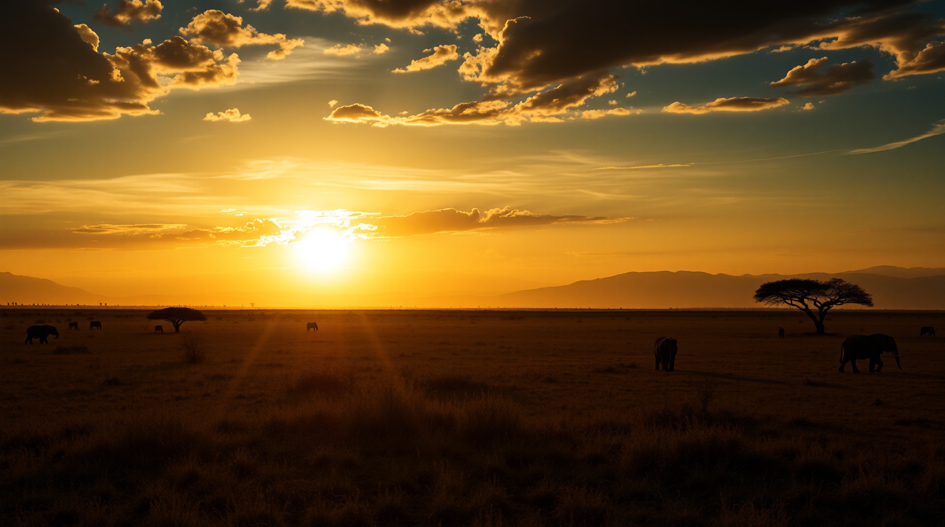Cinematic African savanna sunset